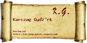 Karczag Györk névjegykártya